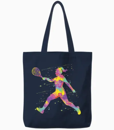 Tennis Mädchen Tennisspielerin Tote Bags - Navy