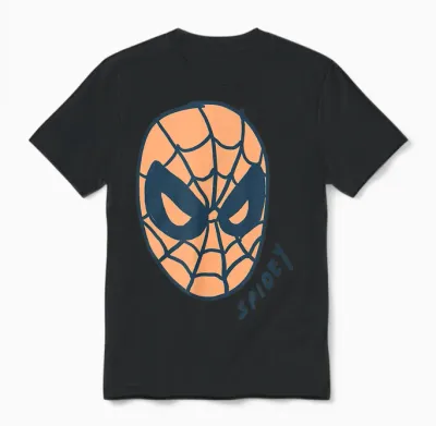Amazon Essentials Men's Marvel Spider-Man Spidey Mask T-Shirt, White, Small Unisex T-Shirt - Black