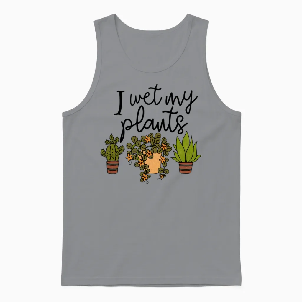 I Wet My Plants Gardening Unisex Tank Top in Sport Grey