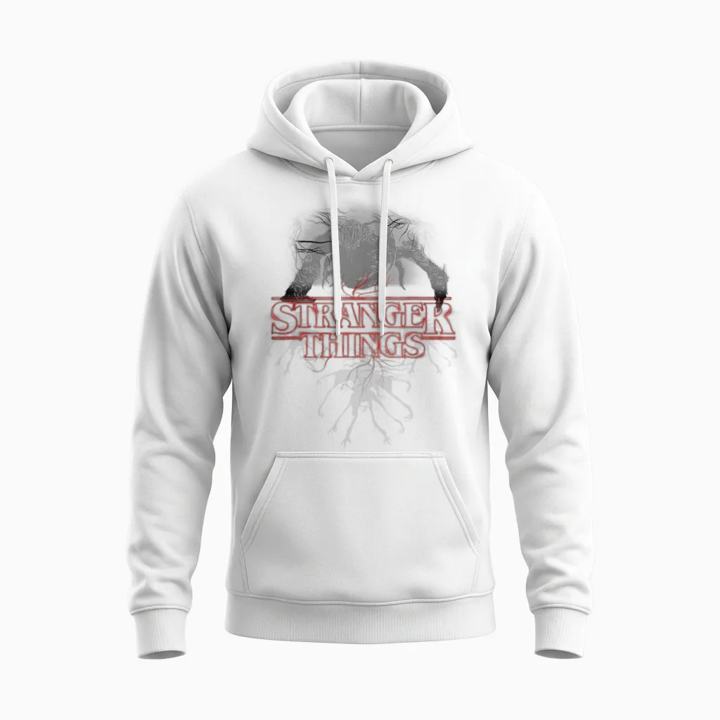 Stranger Things Demogorgon Glow Logo Unisex Hoodie in White