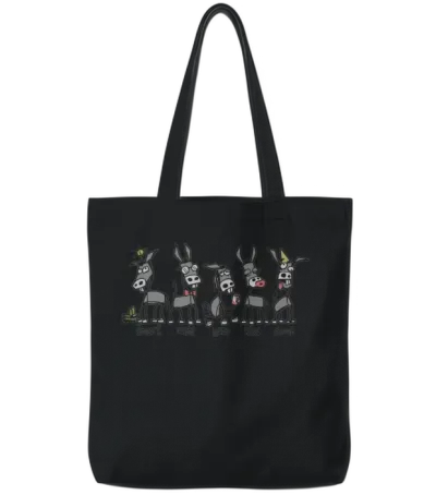 Donkey Smart Wise Lazy Kiss Dumb Tote Bags - Black