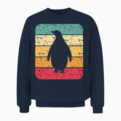 Retro Penguin Silhouette Unisex Sweatshirt - Navy
