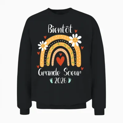 Future Grande Sœur 2026 Je Vais être Grande Soeur 2026 Unisex Sweatshirt - Black