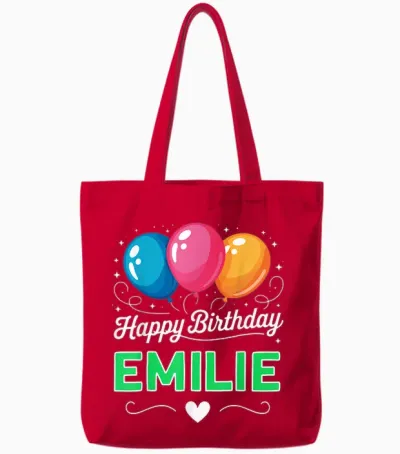 Joyeux Anniversaire En Disant Emilie Tote Bags - Red