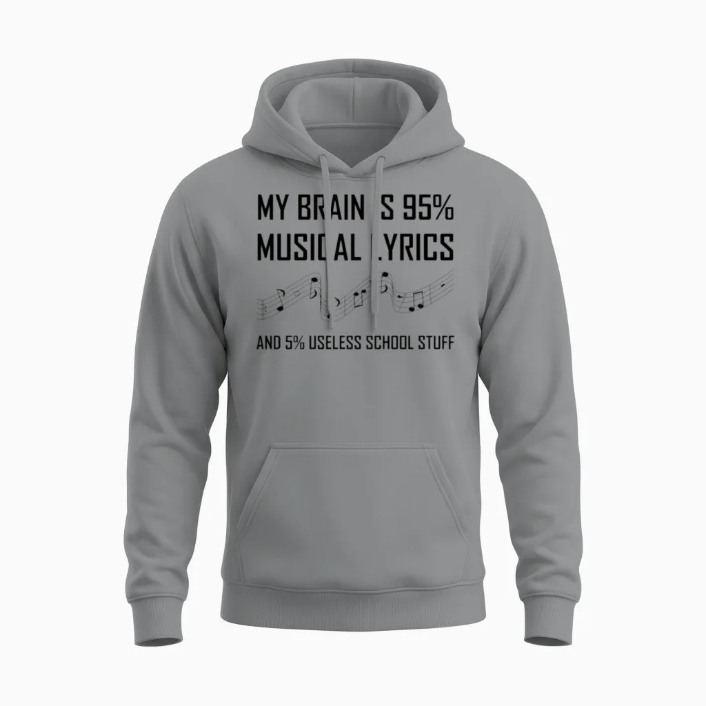 Brain Musical Lyrics Funny Unisex Hoodie in Sport Grey