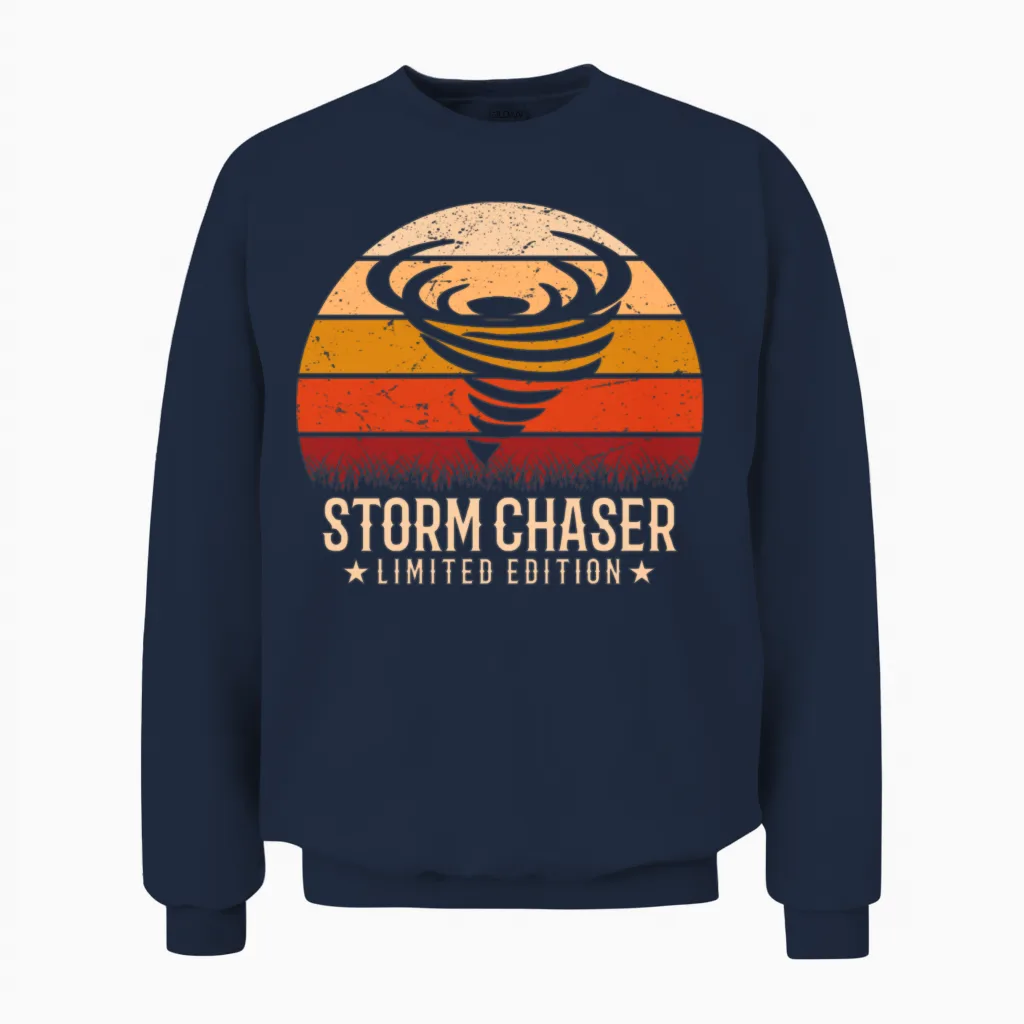 Retro Tornado Twister Hurricane Lover Unisex Sweatshirt in Navy