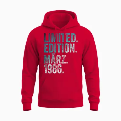 40. Geburtstag Mann 40 Jahre Limited Edition März 1986 Unisex Hoodie - Red