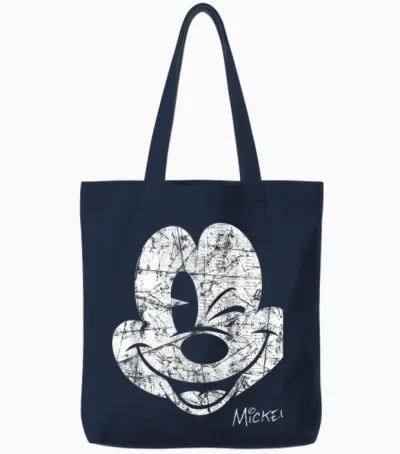Mickey Mouse Beaten Face Tote Bags - Navy
