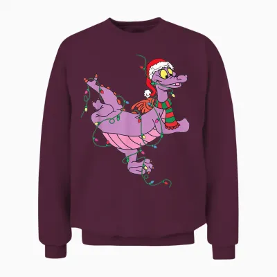 Cute Dragon Figment Lights Christmas Santa Animal Women Men Unisex Sweatshirt - Maroon