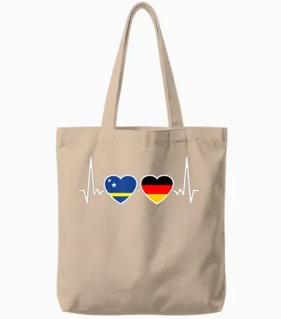 Curaçao Deutschland Herzschlag Flagge Tote Bags - Natural