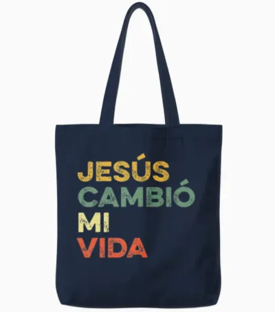 Jesus Cambio Mi Vida Hispanic God Believer Spanish Tote Bags - Navy