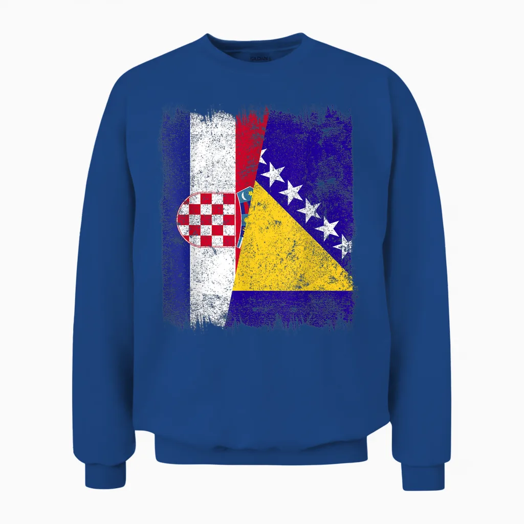 Kroatien Bosnien Und Herzegowina Halbflagge Unisex Sweatshirt in Royal