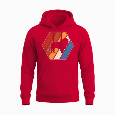 Lion Retro Unisex Hoodie - Red