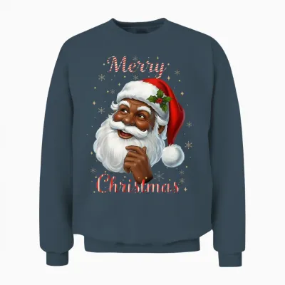 African American Santa Christmas Cool Black X-Mas Unisex Sweatshirt - Dark Heather