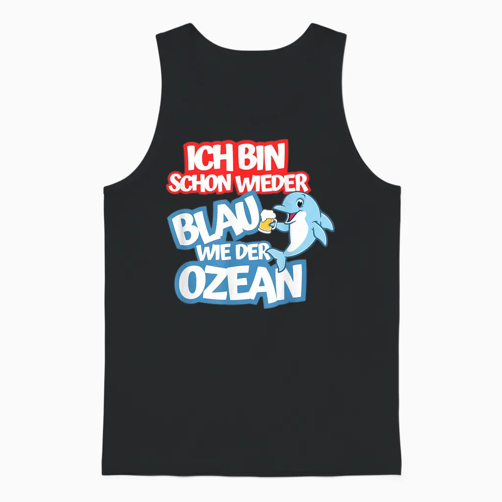 Blue as the Ocean Julian Mia Malle Party Sayings Summer B06 T-Shirt, Black Unisex Tank Top in Black