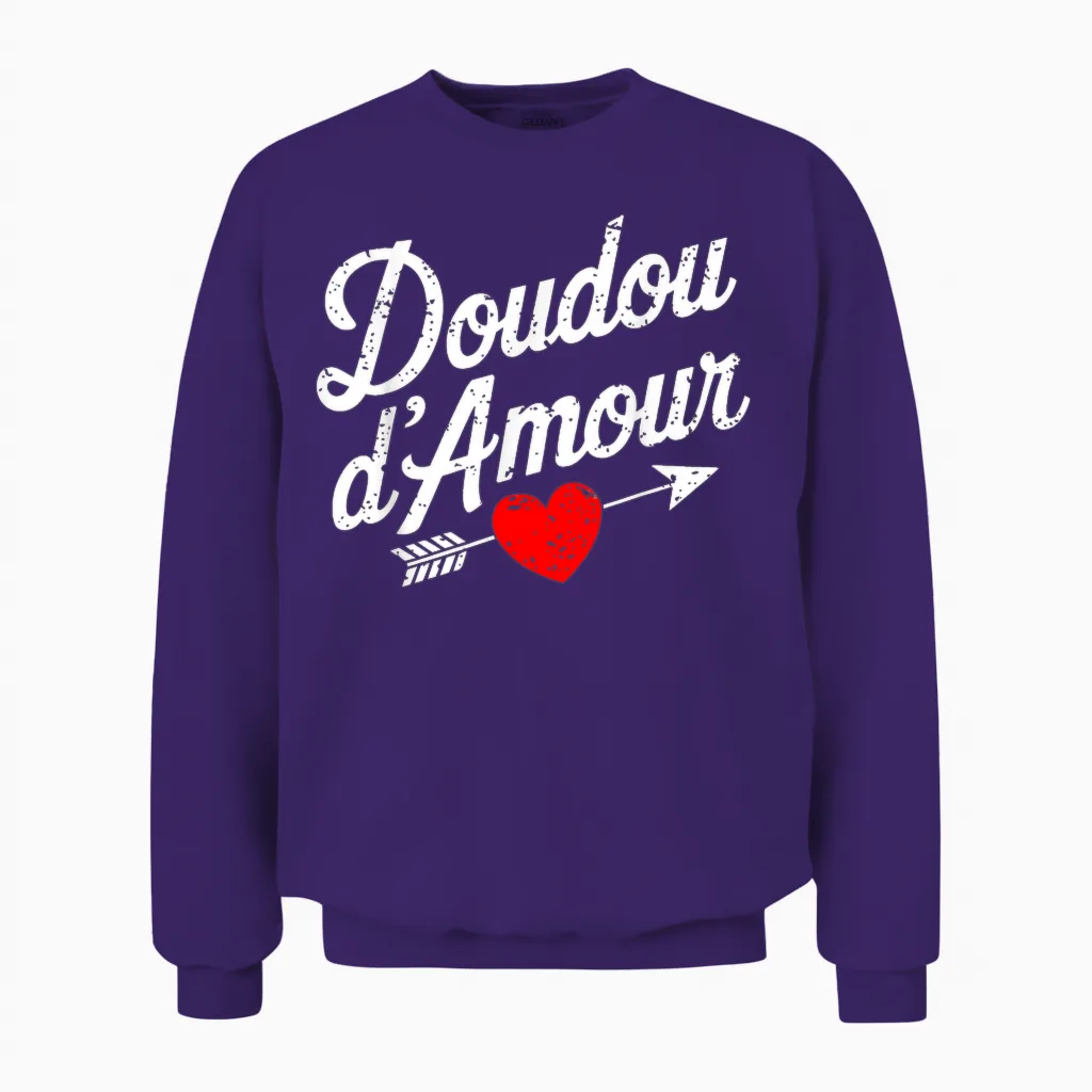 Love Doudou Valentine's Day Gift Couer Cute Romantic Unisex Sweatshirt in Purple