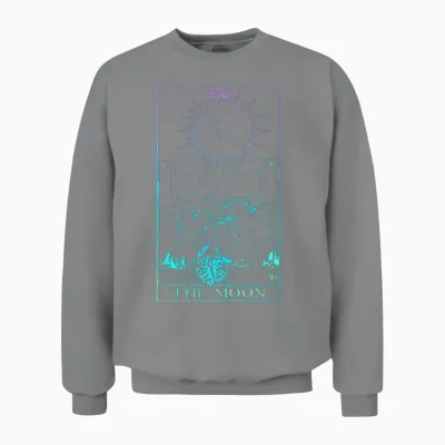 The Moon Tarot Card Rider Waite Witchy Unisex Sweatshirt - Sport Grey