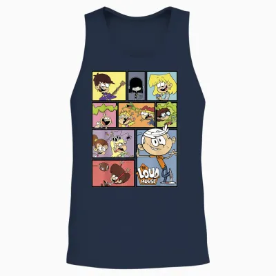 The Loud House Panel Portrait Logo T-Shirt Small Unisex Tank Top - Navy
