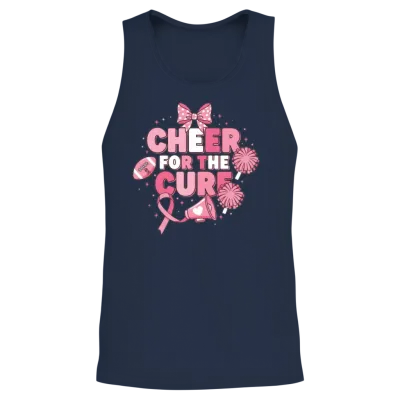 Cheer for the Cure Breast Cancer Awareness Unisex Tank Top - Navy