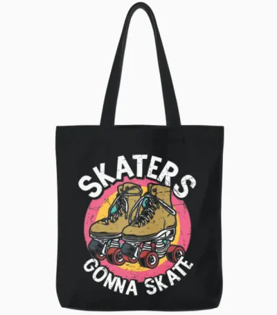 Skaters Gonna Skate Retro Tote Bags - Black