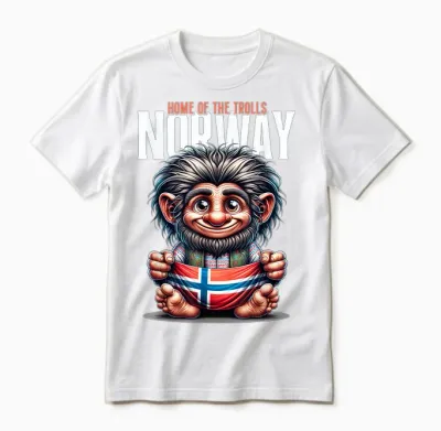 Norway Troll Flag Norway Outdoor Travel Scandinavia T-Shirt, Black Unisex T-Shirt - White