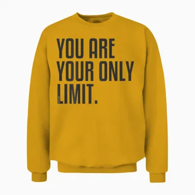 Fitness Backprint Slogan Jogging Training Motivation Sports T-Shirt, Black Unisex Sweatshirt - Gold
