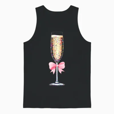 Coquette Champagne Glass Happy New Year 2026 Party Women Unisex Tank Top - Black