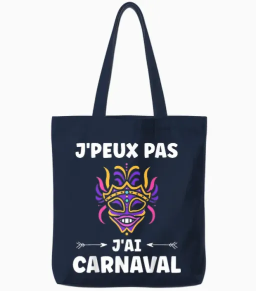 Fancy Dress Carnival Humour J'peux Pas J'ai Carnival T-Shirt, Black, S Tote Bags - Navy