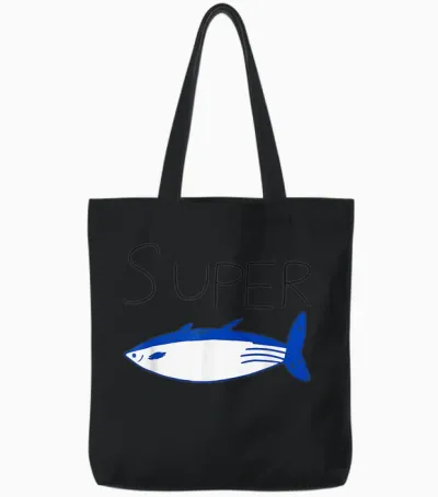 Super Tuna Funny Tote Bags - Black