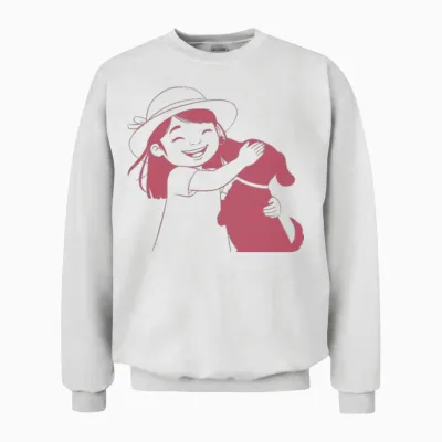 Hugging the Dog Unisex Sweatshirt - White