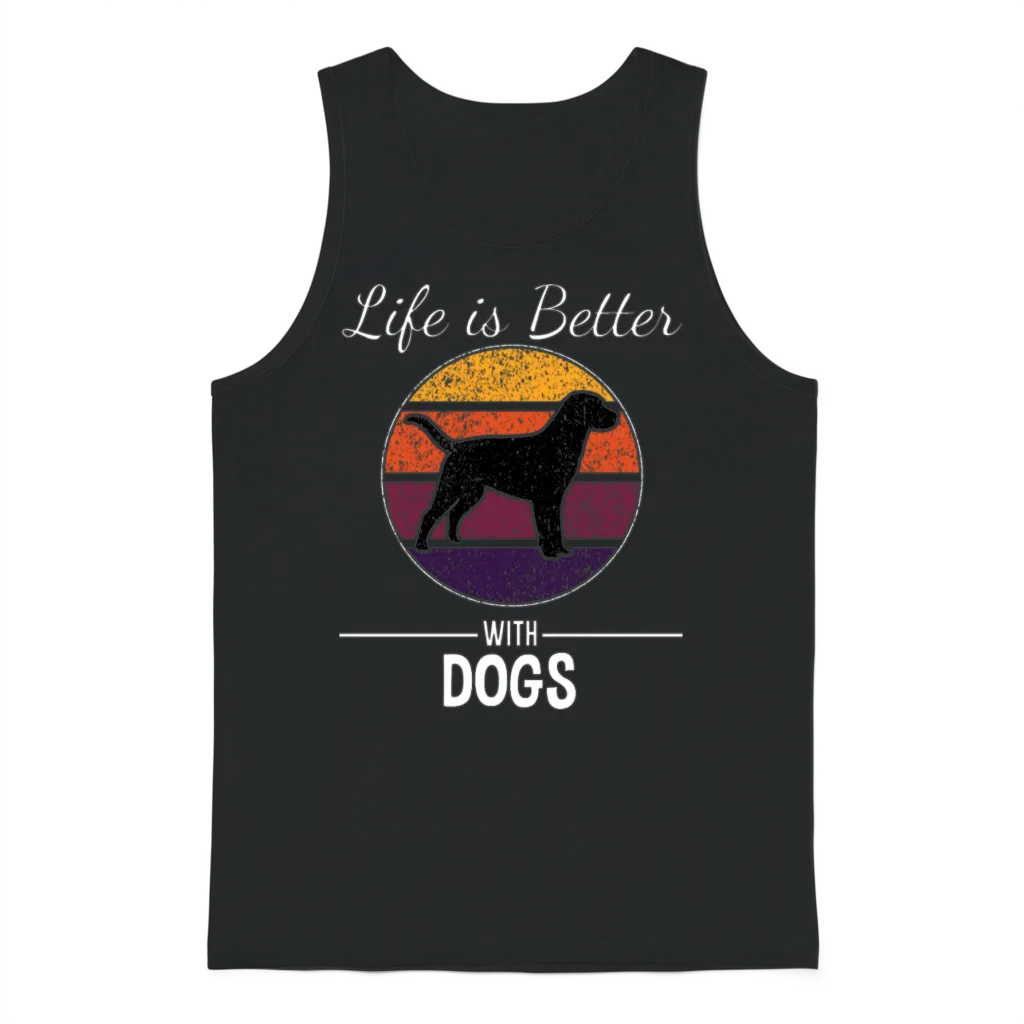 Life Is Better with Dogs - Dog Lover Unisex Tank Top - Black