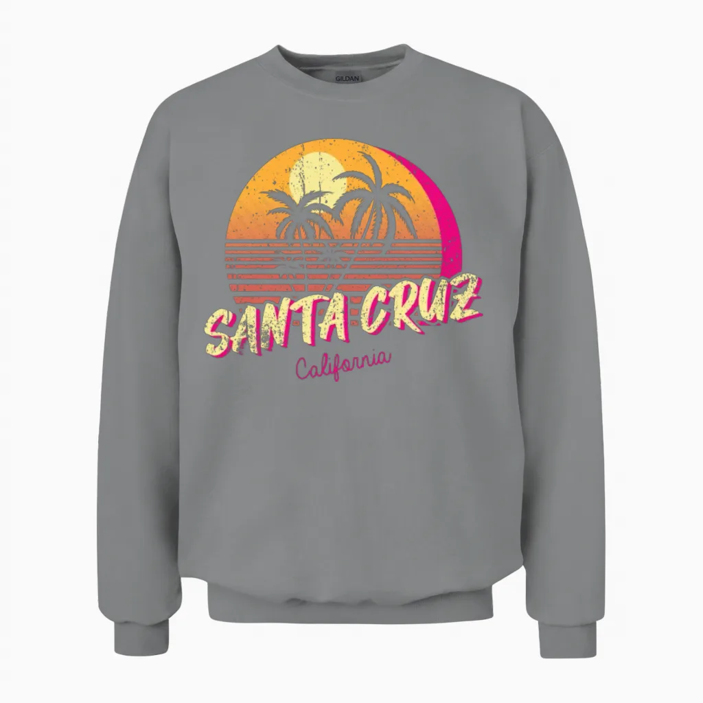 Retro Santa Cruz California Christmas Unisex Sweatshirt - Sport Grey