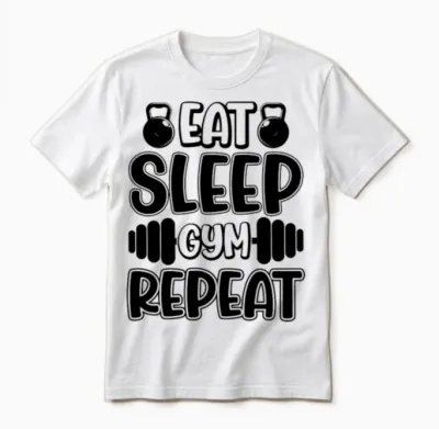 Eat Sleep Gym Repeat Unisex T-Shirt - White