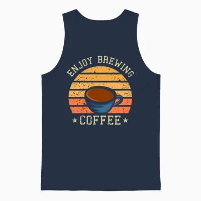 Enjoy Brewing Coffee Retro Unisex Tank Top - Navy