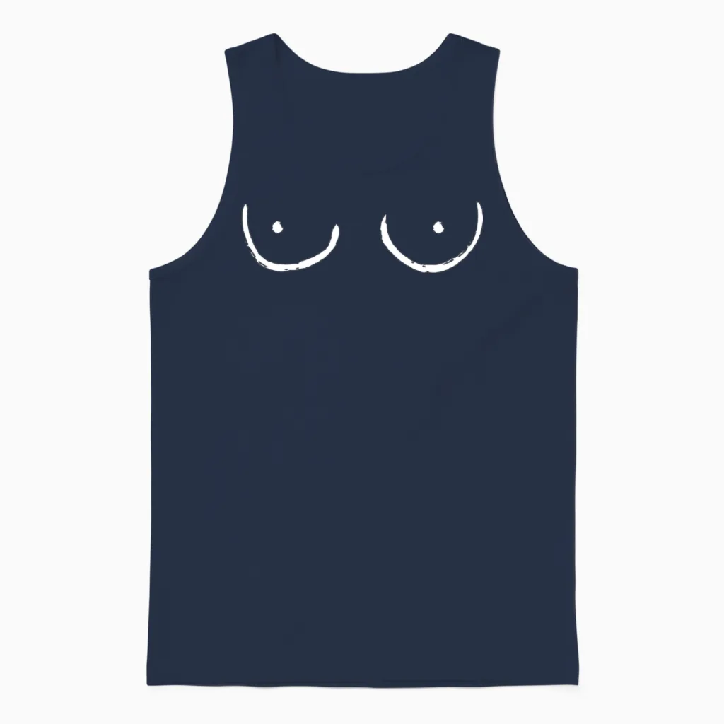 Boobs Drawing Unisex Tank Top in Navy