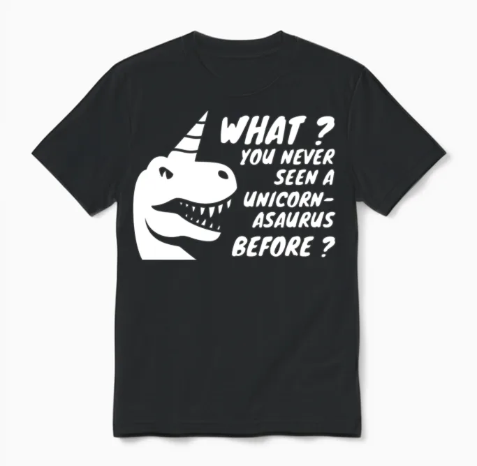 Funny Unicorn Dinosaur Kids & Baby Gift Unisex T-Shirt in Black