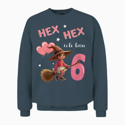 6th Birthday Girl - Witch 6 Years - Hex I Am 6 Unisex Sweatshirt - Dark Heather
