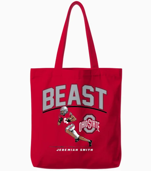 Jeremiah Smith - Beast (red) - Ohio State Football Tote Bags in Red