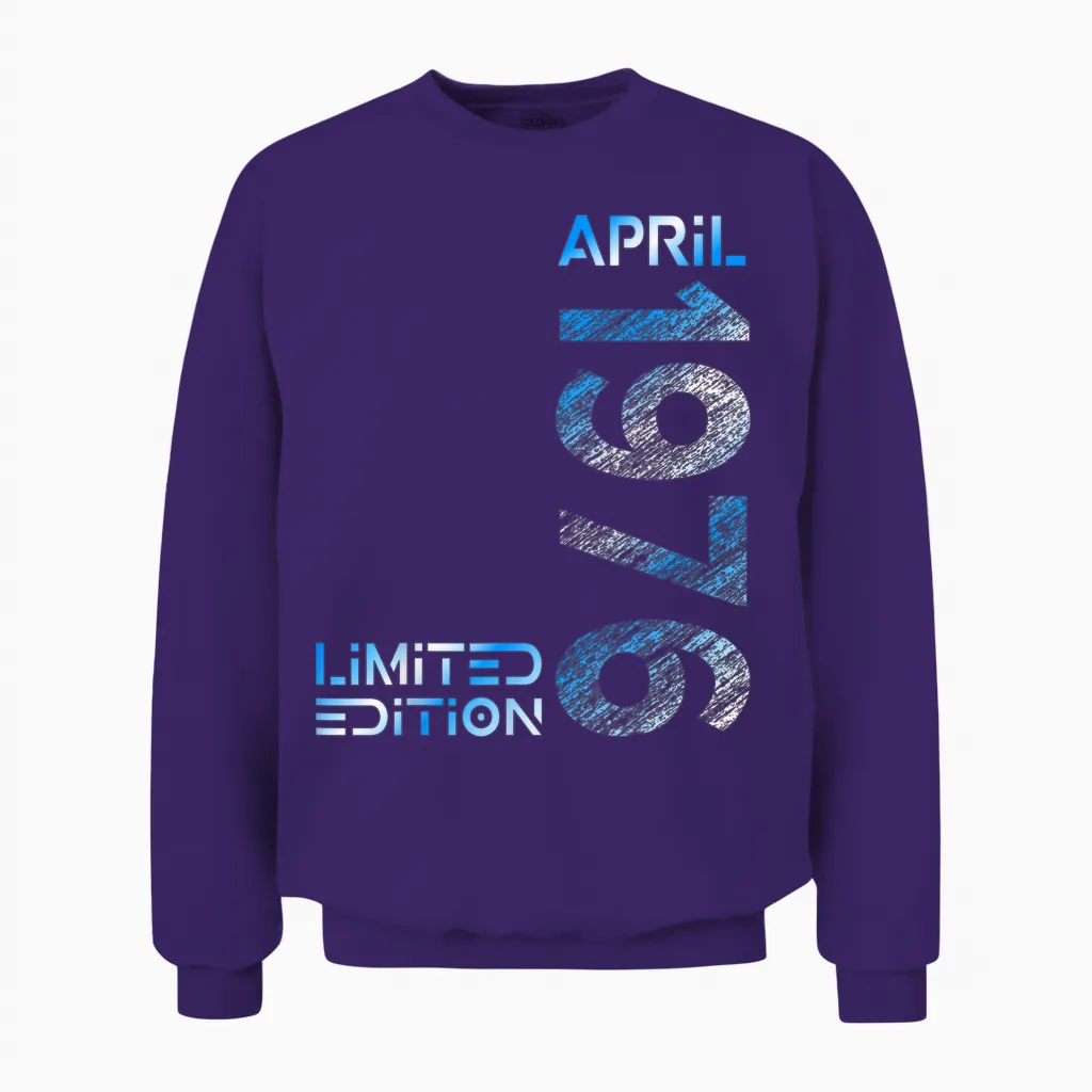 Limited Edition April 1976 Mann Frau 50. Geburtstag Unisex Sweatshirt in Purple
