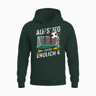 Kinder 4. Geburtstag Junge Fußball 4 Jahre Spruch Unisex Hoodie - Forest