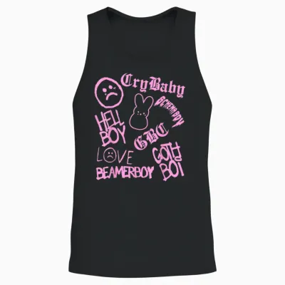 Lil Emo Rap Goth Peep Hip Hop Tattoo Unisex Tank Top - Black
