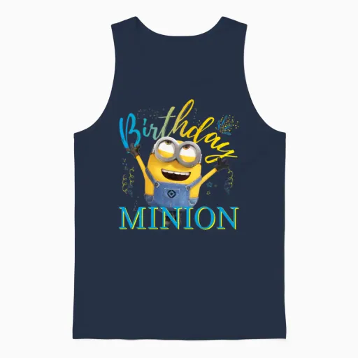 Minions Birthday Minion with Confetti Unisex Tank Top in Navy