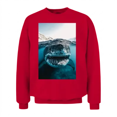 Mega Shark Close-Up Encounter Unisex Sweatshirt - Red
