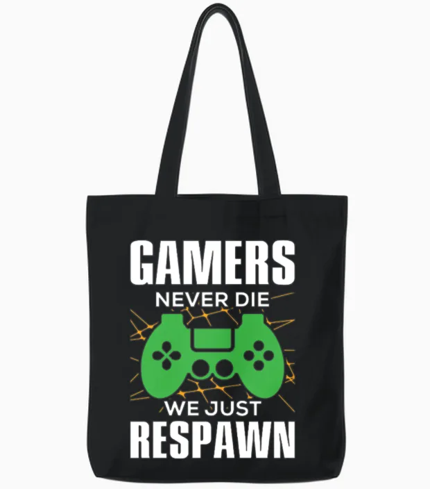 Gamers Never Die by 88street Tote Bags in Black