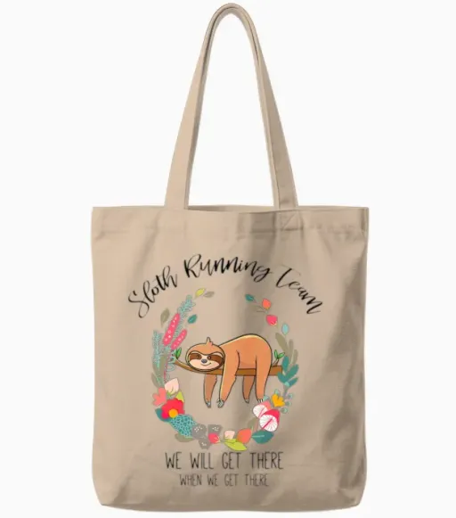 Sloth Running Team Well Get There Women Girls Tote Bags - Natural