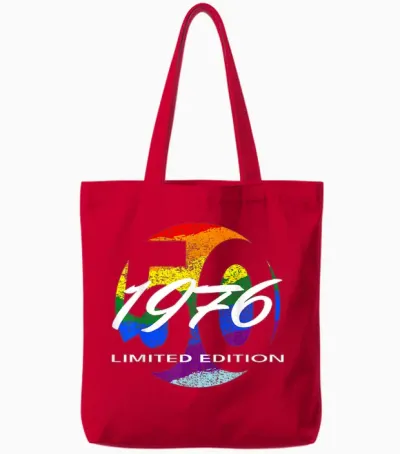 50th Birthday Man Woman 50 Years 1976 Funny Gift Tote Bags - Red