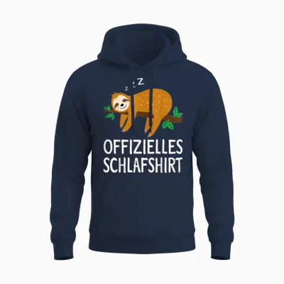 Official Sleepshirt Sloth Nightdress Pyjamas Gift T-Shirt, Black Unisex Hoodie - Navy