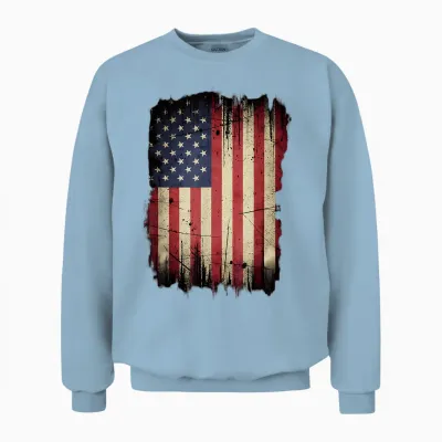 Drapeau Américain 4 Juillet Patriotique Rouge, Blanc, Bleu Unisex Sweatshirt - Light Blue