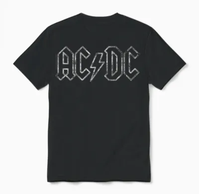 Ac/dc Rock Music Band Jagged Logo T-Shirt, Black Unisex T-Shirt - Black