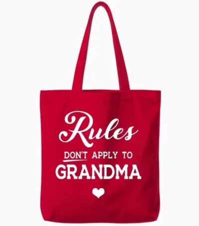 Rules Dont Apply to Grandma Love Heart Grandma Tote Bags - Red